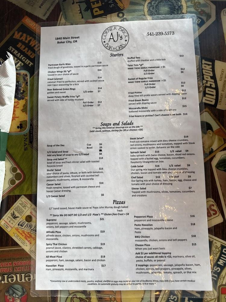 AJ's | Corner Brick Bar & Grill Menu image 3